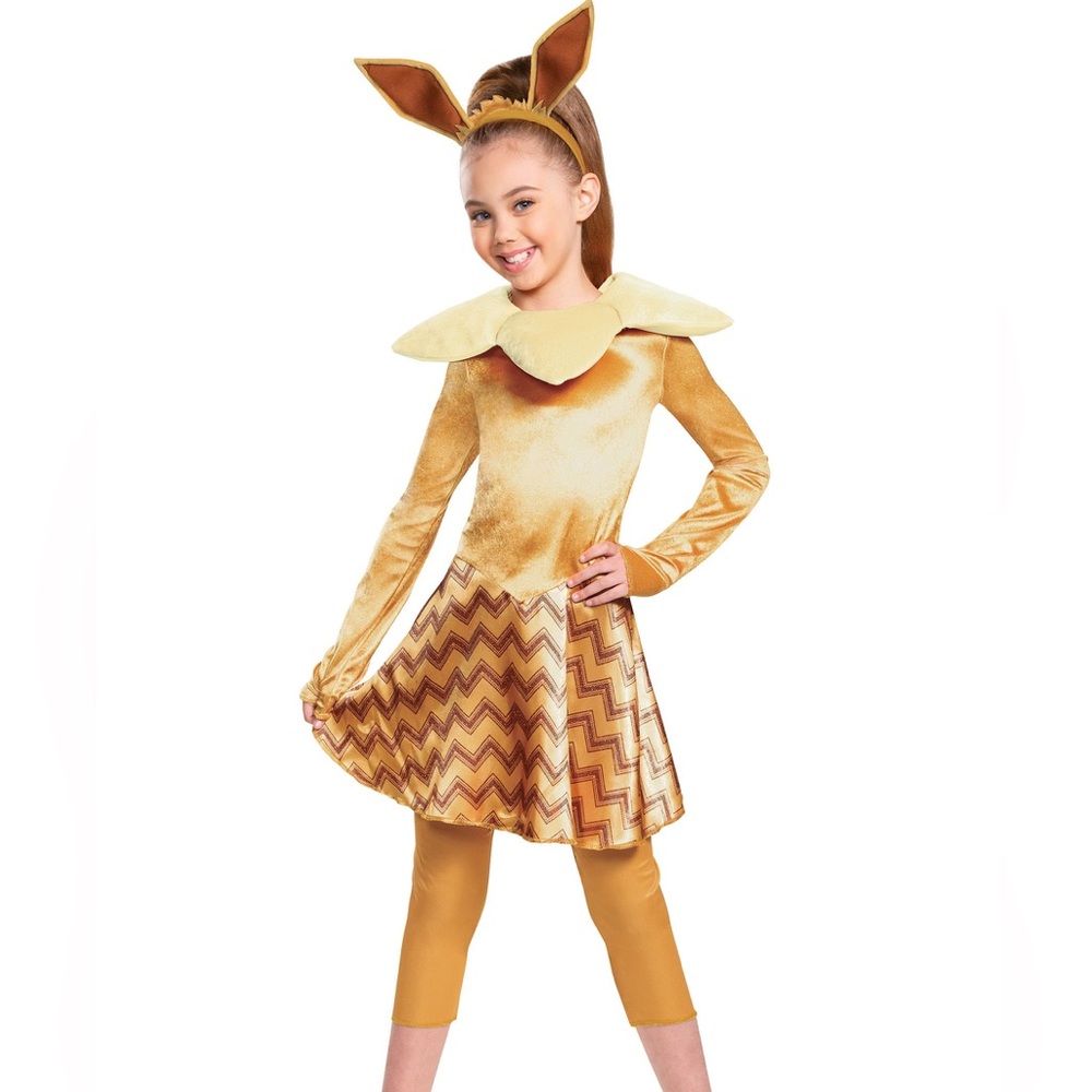 Evie Pokemon Golden and Cream Plush dress